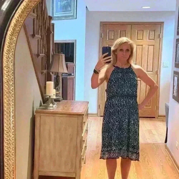 NWT WOMENS MAX STUDIO BLUE HALTER NECK SUMMER DRESS SIZE XL MSRP $118. - Picture 9 of 11